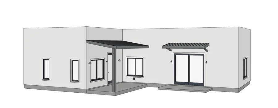 Detached guest structure &mdash; corner elevation