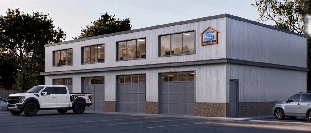 Rendering of a commercial building designed by Styler Design Group